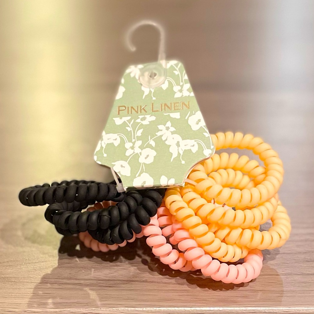 Pink linen- hair ties. 12 total. WHAT A DEAL!